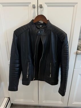 Decimal Black Quilted Leather Biker Jacket